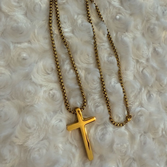 Gold Cross Pendant Necklace - Picture 2 of 3
